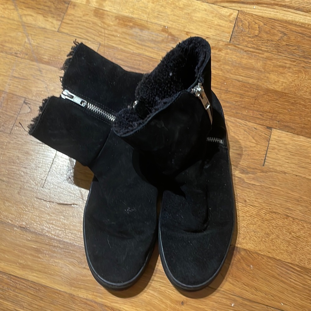 J slides zip up black shoes
